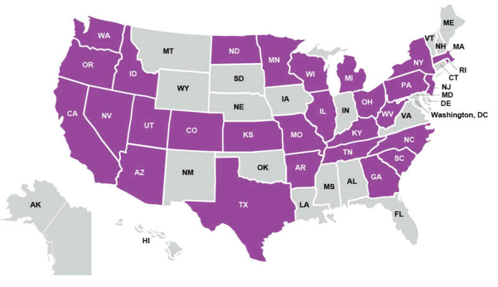 SSAAI Geographic distribution of participating health systems. 